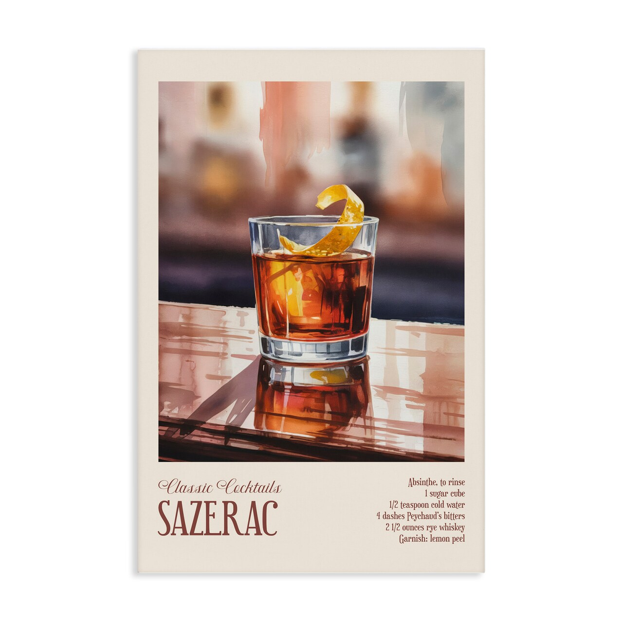 Stupell Industries Sazerac on Reflective Surface Canvas, design by Andreas Magnusson